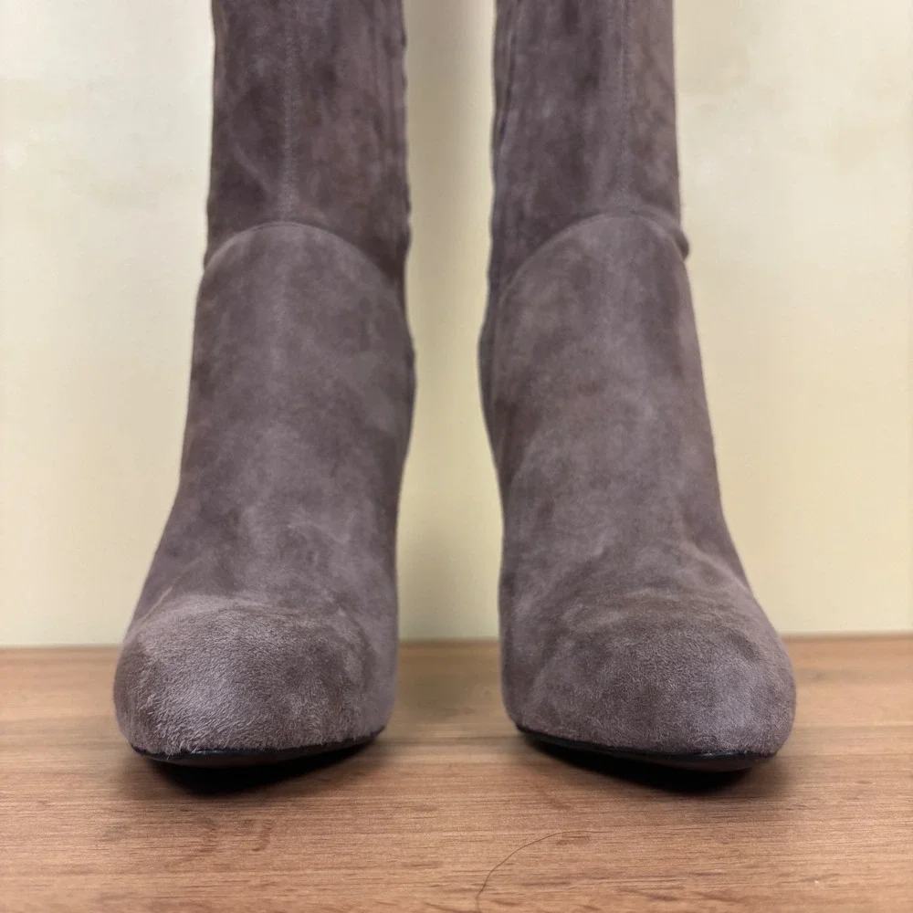 KAREN MILLEN Over-the-Knee Suede Boots Taupe Women Size 36 Stiletto Pointed Toe